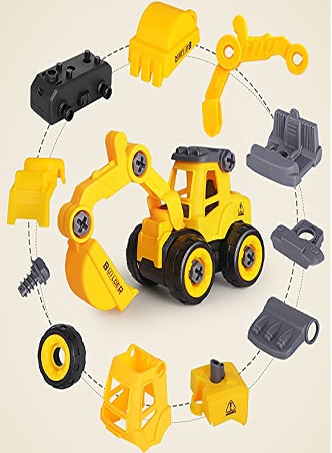IndusBay® DIY Tool Truck Vehicles Set, 4 Pack Take Apart Construction Trucks with 1 Screwdriver Tools, Excavator,Bulldozer, Grab Loader, Road Roller, Kid STEM Puzzle Learning Vehicles Toy - Image 2